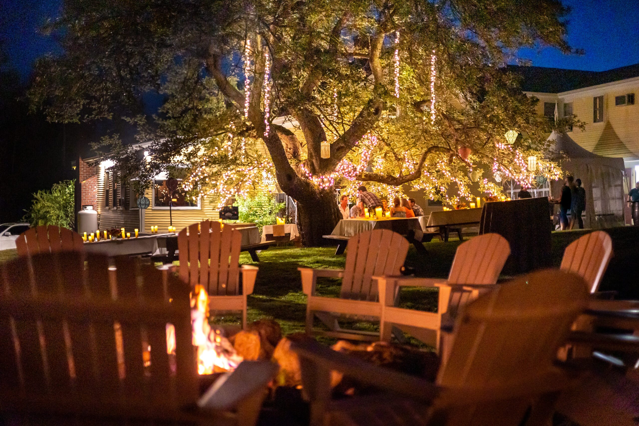 Chairs around a firepit