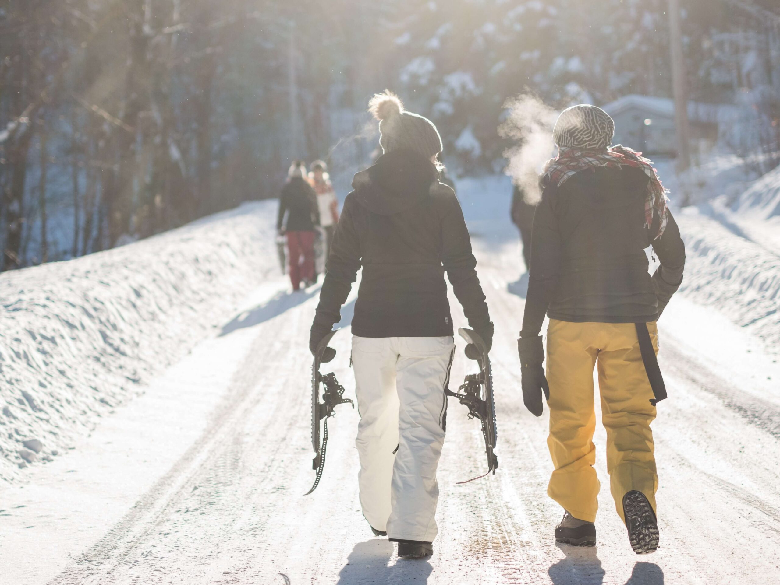 people walking to go ski